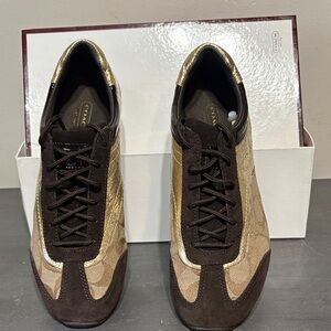 Coach Women’s Kodie Gold and Brown Sneakers 8